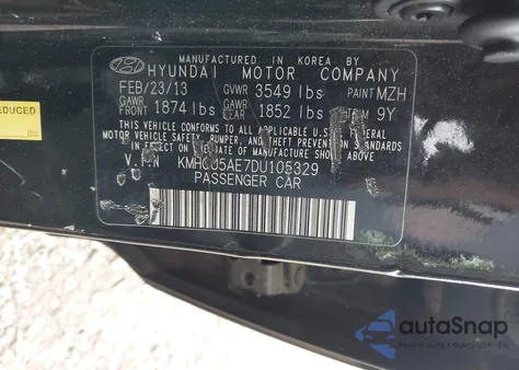 2013 Hyundai Accent Se из США, поврежденный, VIN KMHCU5AE7DU105329